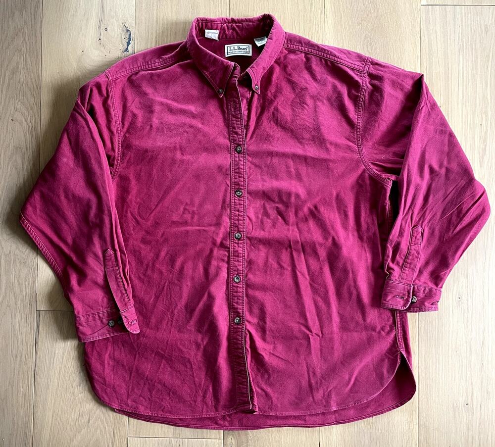 Vintage 90s L.L.Bean Chamois Cloth Shirt - Maroon, X-Large